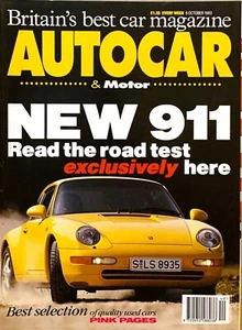 AUTOCAR MAGAZINE 06-OCT-93 - Porsche 911 Carrera 2, Honda NSX, Ford Mustang GT - Picture 1 of 11