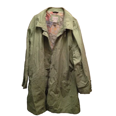 Vintage White Stage Woman's Plus Mint Green Rain Coat 3X Floral Lining - Image 1 of 4