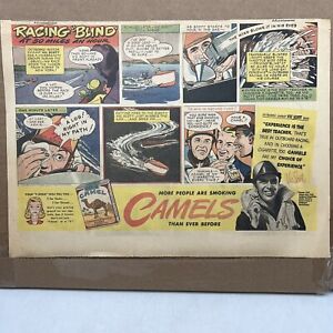 Dentifrice vintage publicitaire journal CAMEL cigarette course aveugle Vic Scott / Colgate 2 pièces