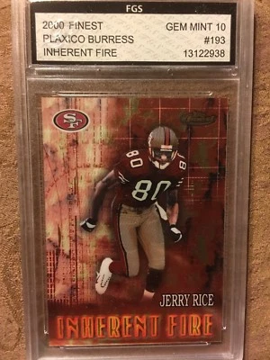 2000 Finest #193 49ers Jerry Rice & Plaxico Burgess inherent Fire FGS GEM MINT10 - Image 1 of 2