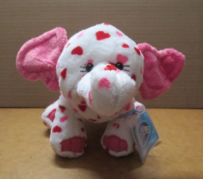 Ganz Webkinz Eluvant Elephant Plush with Code HM602 Pink Red Hearts - Image 1 of 4