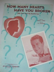 HOW MANY HEARTS HAVE YOU ROTO HOJA DE PIANO Música 1943 Vintage - Imagen 1 de 2