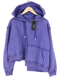 DIESEL F-Mikky Women Hoodie M Blue Washed Hooded Asymmetrical Pocket RRP€195 - Picture 1 of 10