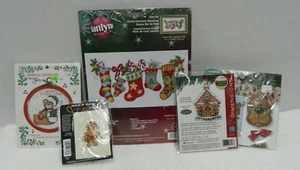 LOT 5 CHRISTMAS CROSS STITCH KITS JANLYN DIMENSIONS - Picture 1 of 9