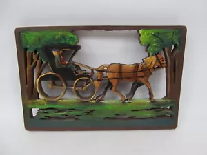 Amish Horse and Buggy Wood Cut Out Plaque Picture Carved or Saw? - Picture 1 of 3