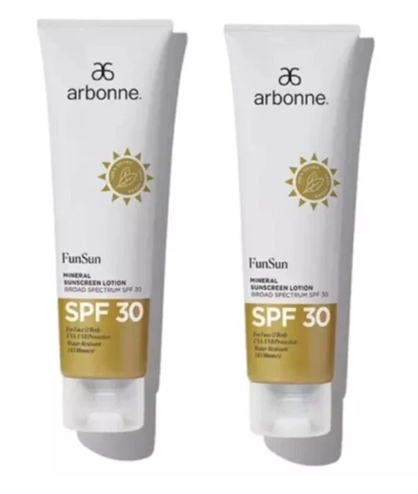 2 x 148 ml Arbonne 148 ml FUN SUN Mineralische Sonnencreme Lotionen LSF