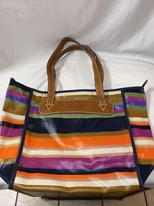 FOSSIL Coated Lined Canvas Multicolored striped tote Shoulder Bag