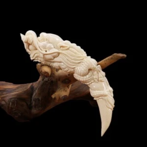 Hand Carved Dragon Tooth Tip Plate Ornament Pendant Corner Carving Technique - Picture 1 of 10