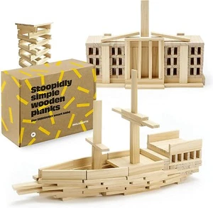 INGLEBURTS WOODEN BUILDING BLOCKS FOR KIDS STEM TOY FOR BOYS & GIRLS 125 PIECES - Picture 1 of 7