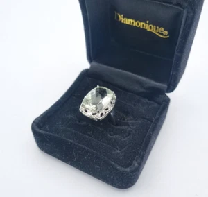 Wunderschöner Diamonique Damen 925 Silber Ring mit ein Edelstein Gr. 56 - Picture 1 of 7