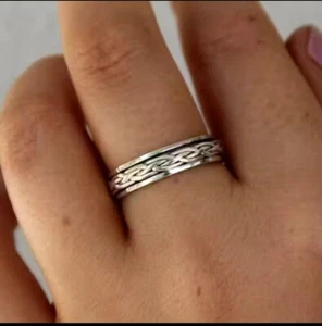 Celtic Braid Ring 925 Sterling Silver Ring Braid Silver Slim Women Jewelry - Picture 1 of 10