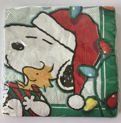 Servilletas Peanuts Holiday Lights Snoopy Woodstock 16 unidades 12 X 12 Foto 1 de 3