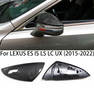 Cubierta de espejo retrovisor de coche de fibra de carbono real para LEXUS ES300 LS LC UX IS 2016-2023 reemplazar Foto 1 de 4