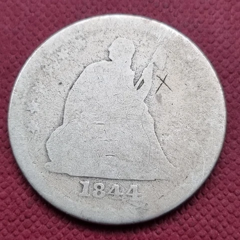 1844 O Seated Liberty Quarter 25c Circulated #50915 Cover