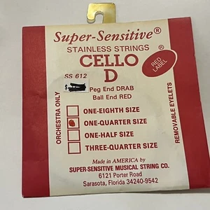 Red Label Super Sensitive Cello D Single String 1/4 SS 612 - Picture 1 of 3