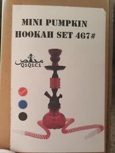 11 Inch Inhale Mini Pumpkin Small Hookah With Glass Vase Red & Black Brand New