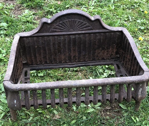 Antique Sunburst Pattern Solid Cast Iron Fireplace Wood Coal Grate Cover