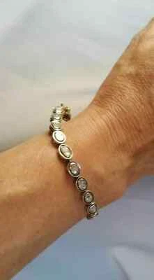 Pulsera de plata de ley 925 pulsera victoriana de diamantes polki naturales joyería Foto 1 de 4