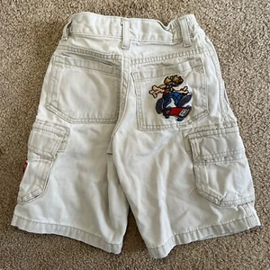 VTG Jeans Flamehead Logo Jean Shorts Skater YOUTH BOYS Size 5 Jnco Jorts - Picture 1 of 10