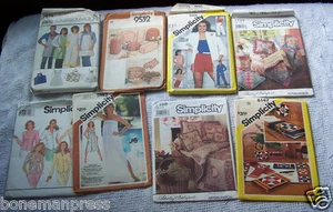 Lot 8 Simplicity Sewing Patterns 1980 1982 1983 AS IS *F - Picture 1 of 3