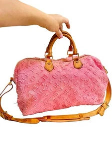 Louis Vuitton Pink Monogram Denim Croisiere Collection Speedy 35 Very Rare 2013 - Picture 1 of 24