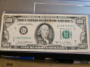1969 - FEDERAL RESERVE HUNDRED DOLLAR BILL NOTE - OLD CURRENCY SMALL HEADS $100 - Picture 1 of 10