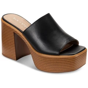 Sun + Stone Womens MARLENEE Black Faux Leather Heels 11 Medium (B,M) BHFO 8119 - Picture 1 of 3