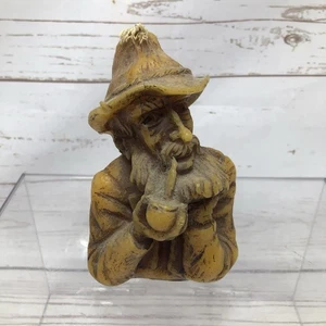 Vintage Wachskerze Skulptur alter Mann mit Bart & Pfeife - Bild 1 von 9