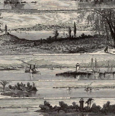 LAGO CHAMPLAIN - De Plattsburg a St. Albans 1872 grabado en madera antiguo Foto 1 de 2