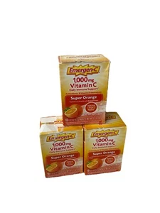3 Pack (30 Packets Total) Emergen-C 1,000 mg Vitamin C ORANGE Drink Mix EX:07/26 - Picture 1 of 4