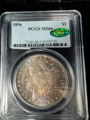 1896 Silver Morgan Dollar $1 PCGS MS 66 CAC - 28038730 - Image 1 of 4