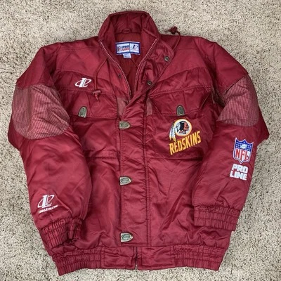 De Colección Washington Redskins Commanders Pro Line NFL Logo Atlético Puffer Chaqueta Capucha Foto 1 de 4