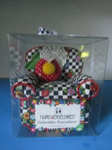 NIB Mary Engelbreit Pin Cushion Chair 2001 Checked Floral Pillow - Picture 1 of 5
