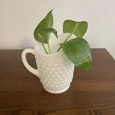 Vintage Hobnail Milk Glass 2 Cup Pitcher Shabby Chic 5.25" Tall 16oz - Image 1 of 4