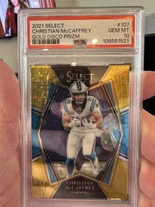 2021 Panini Select - Premier Level Christian McCaffrey #107 GOLD DISCO PRIZM 08/10 - Bild 1 von 2