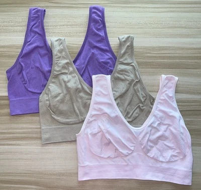LOTE DE 3 Sujetadores Rhonda Shear Shapewear Ahh Grandes L Rosa Púrpura Desnudo Sin Costuras Cómodos Foto 1 de 4
