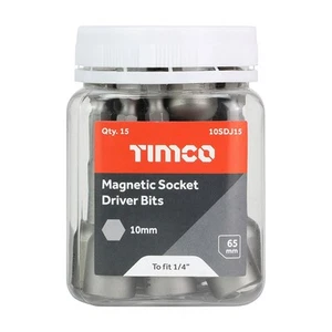 Timco - Bit Pemandu Soket Magnet Hex (Saiz 10 x 65 - 15 Keping) - Picture 1 of 3