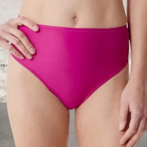 J. Slip bikini Crew nuovo con etichetta fucsia vita alta completo copertura piccolo - Foto 1 di 5