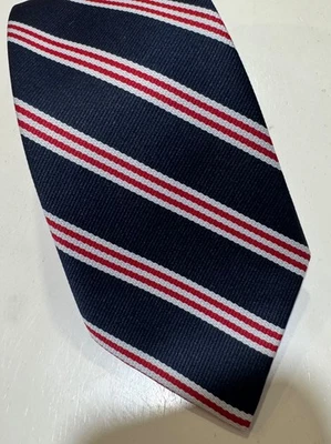 Gravata masculina azul com listras vermelhas e brancas The Pirelli Collection - Imagem 1 de 3