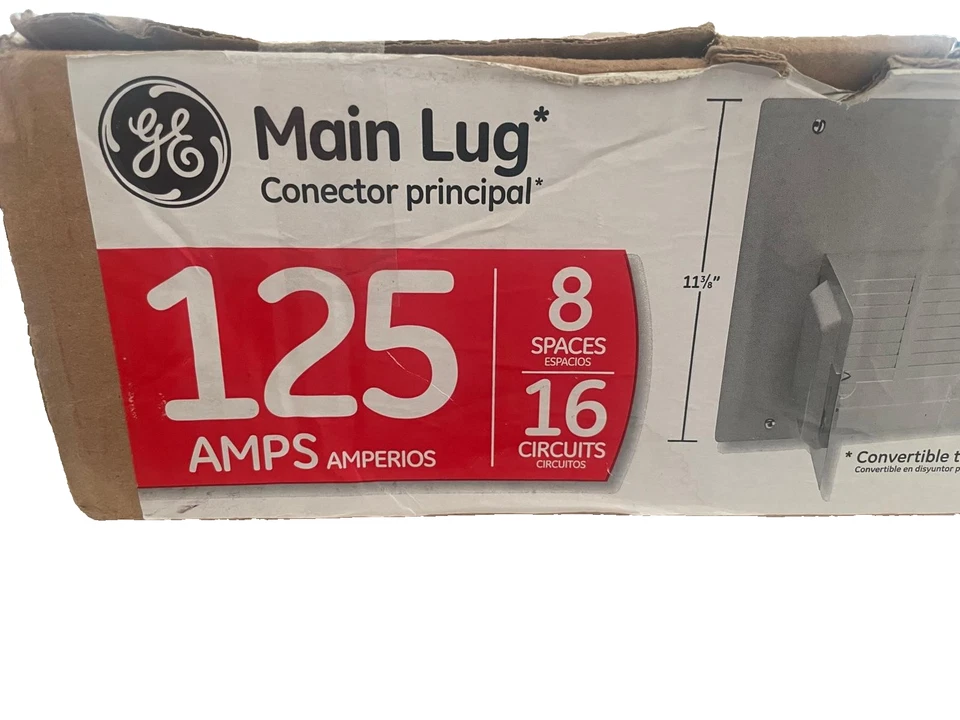 GE TLM812RCUP terminal principal de carga interior 125 amperios 8 espacios 16 circuitos Foto 1 de 4