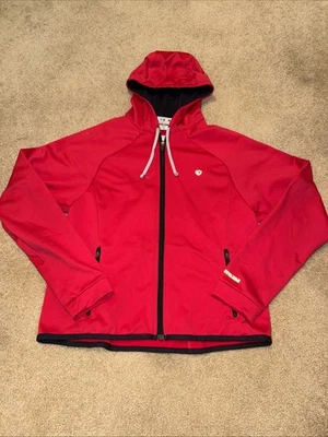 Pearl Izumi Full Zip Hooded Drawstring Jacket Women’s M Red Pockets Fleece Lined - Image 1 of 4