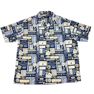 Rocawear Shirt Men’s Size 3XL Blue Spellout Graphic Print Button Up Streetwear - Picture 1 of 9