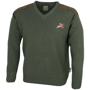 Pullover para hombre Jack Pyke tiradores verde jersey cuello en V faisán logotipo - Imagen 1 de 1