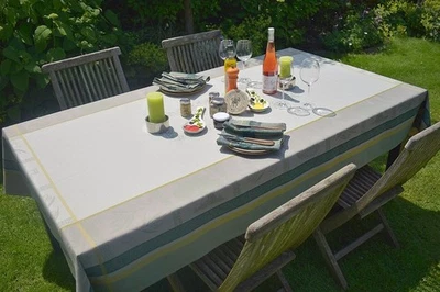 Tablecloth Jacquard Green 150x250 CM With Olivenmotiv from France Easy-Care - Image 1 of 4