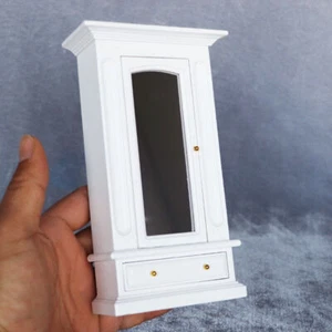Miniaturschrank Kleiderschrank Puppenstube mit Spiegel weißMöbel# Maßstab 1:12 - Bild 1 von 6