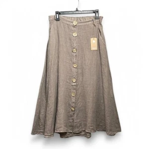 Coastal Lagom Linen Button Front Pockets Maxi Skirt Medium Beachy Minimalist - Picture 1 of 8