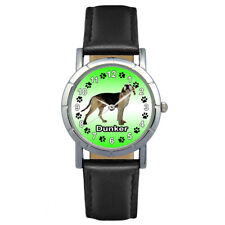 Dunker Dog Breed Unisex Mens Ladies Black Genuine Leather Wrist Watch Sa1183