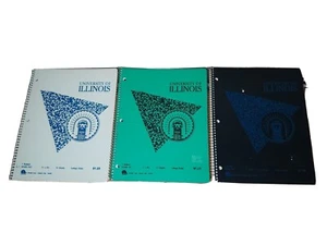 3 Vintage Ampad University Of Illinois Sprial Notebook Back To School 70 hojas - Imagen 1 de 7