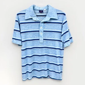 Vintage Blue Striped Polo Shirt American Ace USA Made Med - Picture 1 of 9