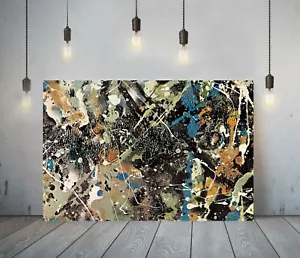 JACKSON POLLOCK 21 - GERAHMTER LEINWANDKUNST PAPIER BILDDRUCK - SCHWARZ - Bild 1 von 15